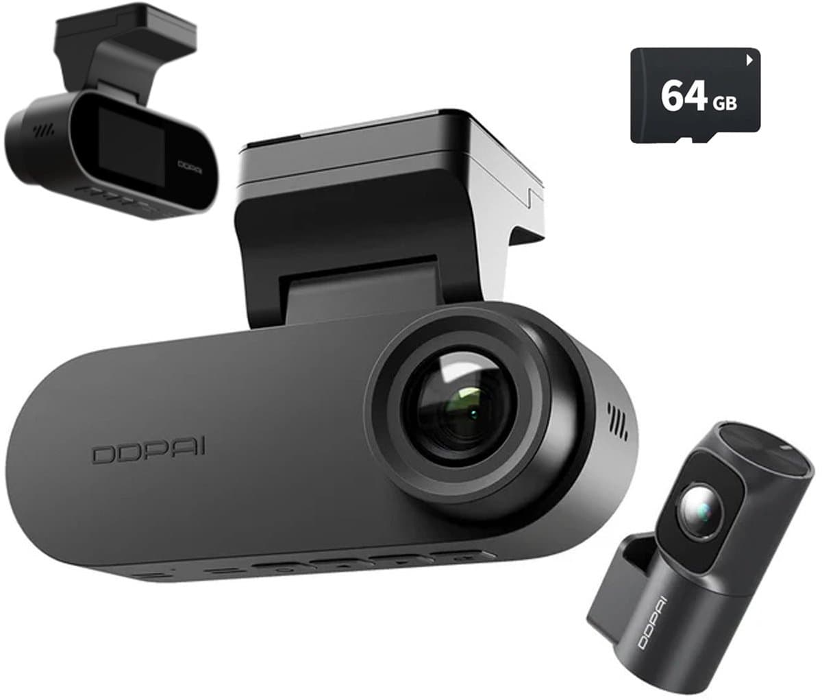 Dashcam Auto Camera Voor en Achter - 4K Beeld - met 64GB SD Kaart - GPS - DDPAI N2 - afbeelding 1