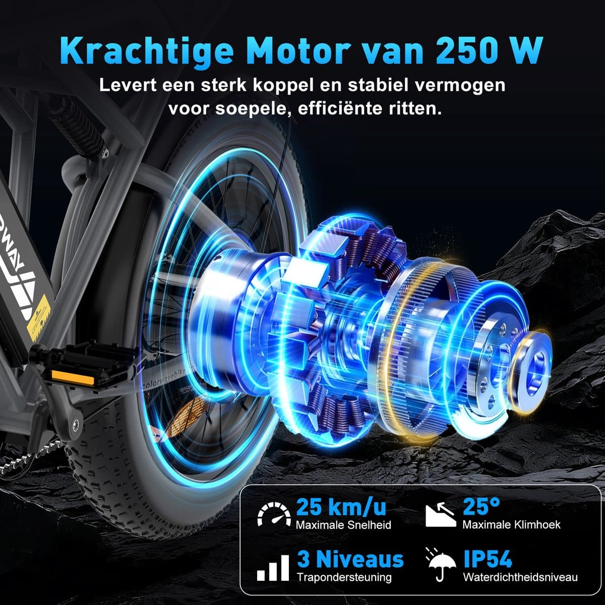 Colorway Elektrische Fiets BK29G - 20*4.0 Inch Fatbike - Mountain Snow EBike met Afneembare 36V 12Ah Lithium Batterij - City Commuter E-Bike - IP54 Waterdicht thumbnail 4