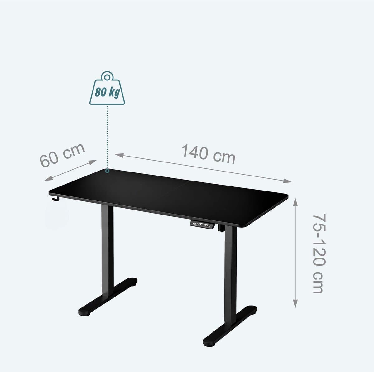 Zit sta bureau - 140 x 60 cm - hoogte verstelbaar - zwart thumbnail 4