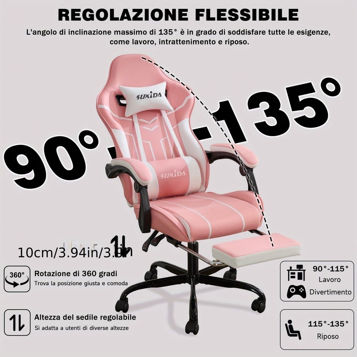 Ergonomische bureaustoel-Bureaustoelen voor volwassenen- Hoge Kwaliteit- Geheugenschuim & Lendensteun- Met Voetpedalen -Ondersteuning van de Onderrug-Verstelbare Hoogte Relaxstoel voor Computerbureau-( Diepgrijs). thumbnail 3