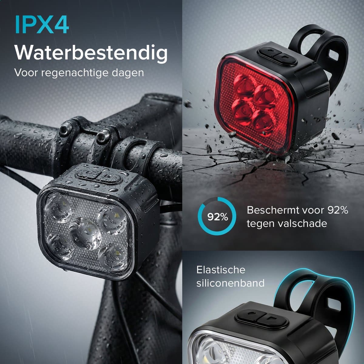 Inlustro Fietslampjes Set – 500lm, USB-C, IPX4 thumbnail 7