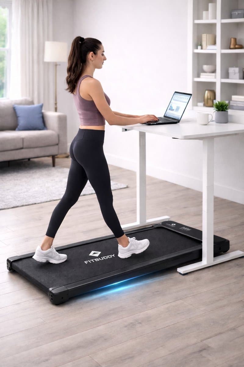 Fitbuddy XM-U1 Loopband voor Thuisgebruik – Compacte Walking Treadmill met Handmatig Verstelbare 10% Helling, LED Display & Afstandsbediening thumbnail 2