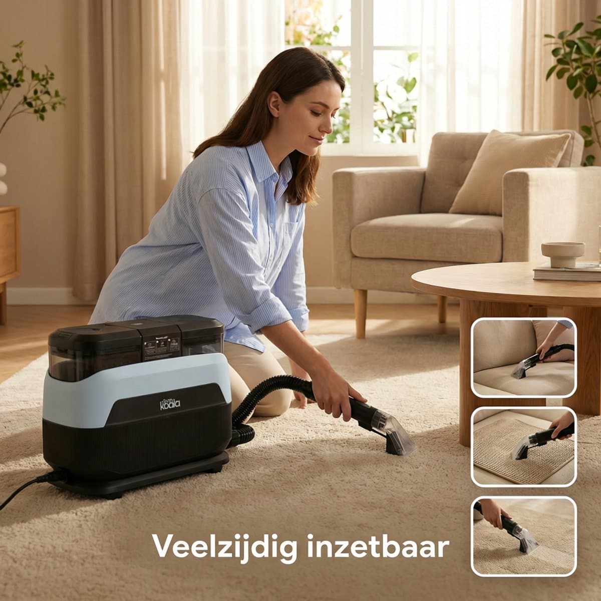 CleanKoala Tapijtreiniger & Stoomreiniger – Voor 100+ Verschillende Stoffen - Vlekkenreiniger - inclusief 3 Reinigingstabletten – Tapijt, Matras, Meubels & Meer thumbnail 5