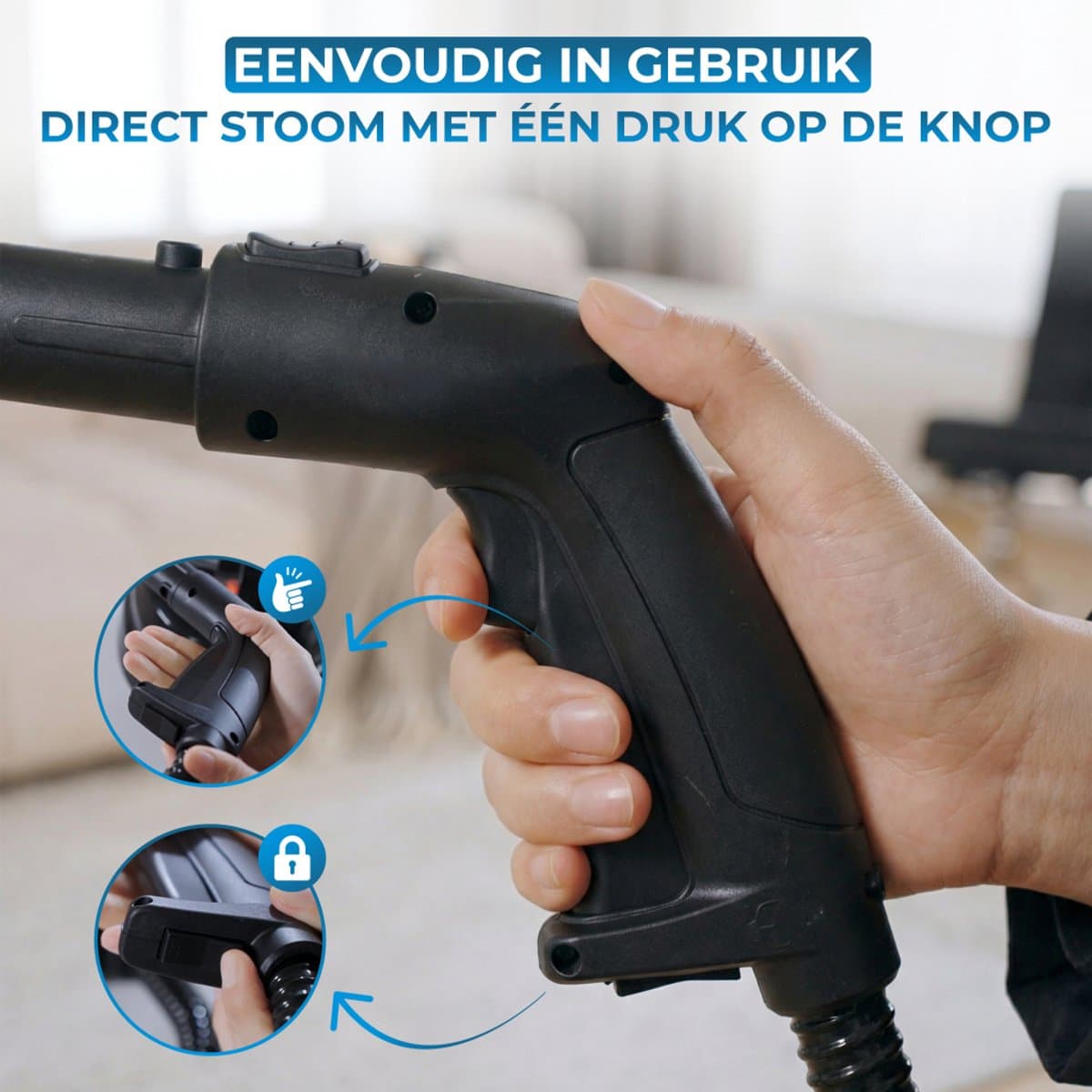 Powell Stoomreiniger - Tapijtreiniger - Handstoomreiniger - Vlekkenreiniger - Stoomapparaat - Reinigingsmachine - Inclusief accesoires - Voor vloer, bank, badkamer, tapijt en ramen - Zwart thumbnail 4