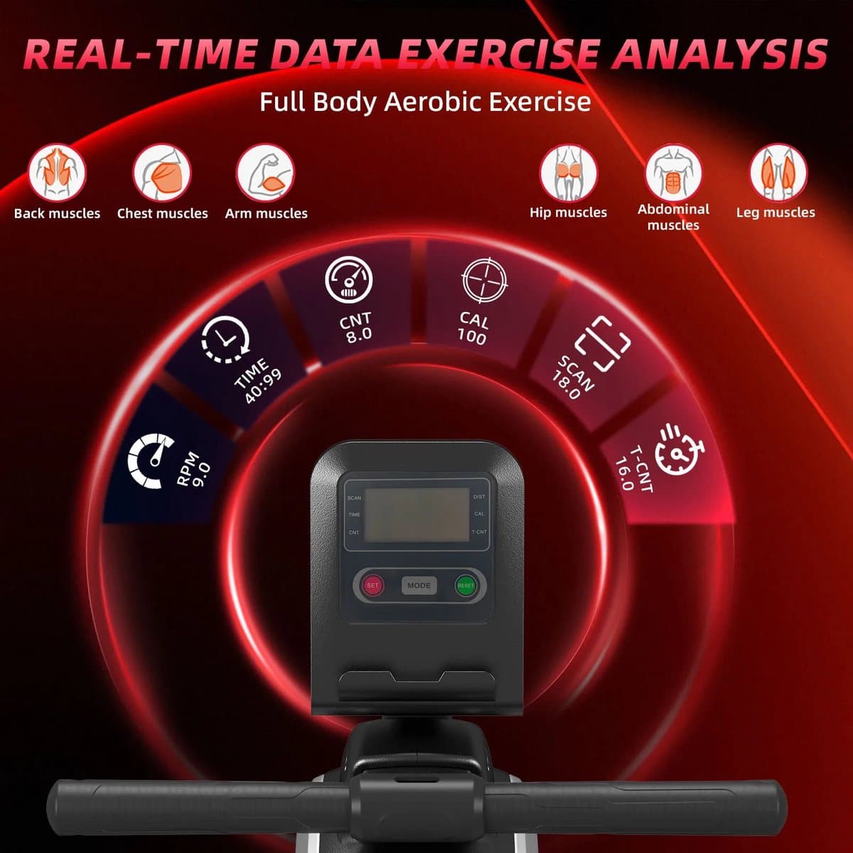 LabelOne Roeimachine - Roeitrainer - Roeiapparaat - Fitness - 16 niveaus - magnetische weerstand - LCD-display - tot 150 kg thumbnail 2