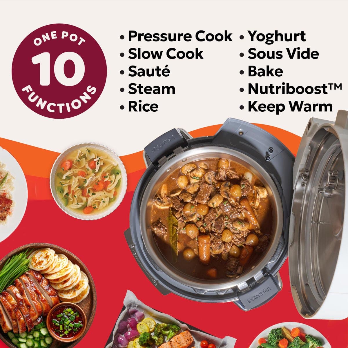 Instant Pot Pro 5,7L Multicooker Coconut White - 10-in-1 Snelkookpan - Slowcooker - Sous Vide - App Bediening - Nutriboost™ - 20% Meer Vermogen - Tot 6 Porties thumbnail 5