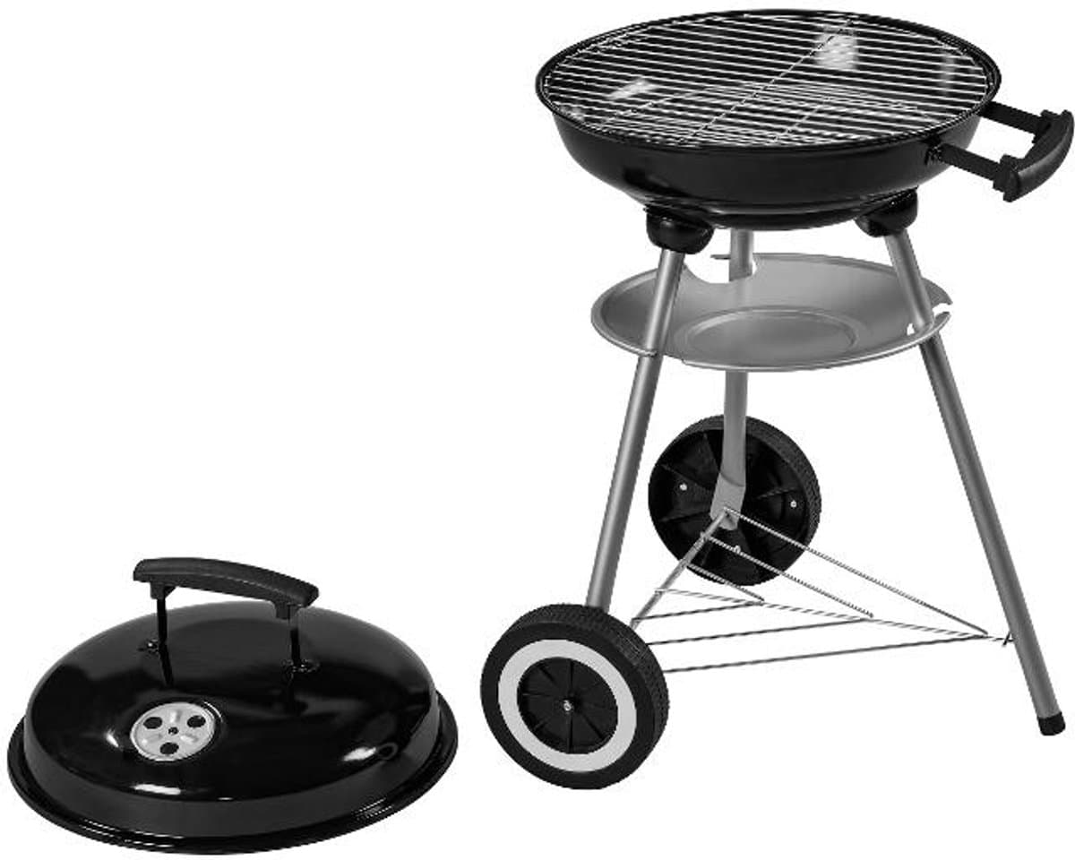 Houtskool BBQ -Goliving Houtskool Barbecue - Ø34cm - Inclusief Accessoires - Houtskoolbarbecues op Wielen - BBQ met Deksel - Rond - - Zwart - Metaal thumbnail 3