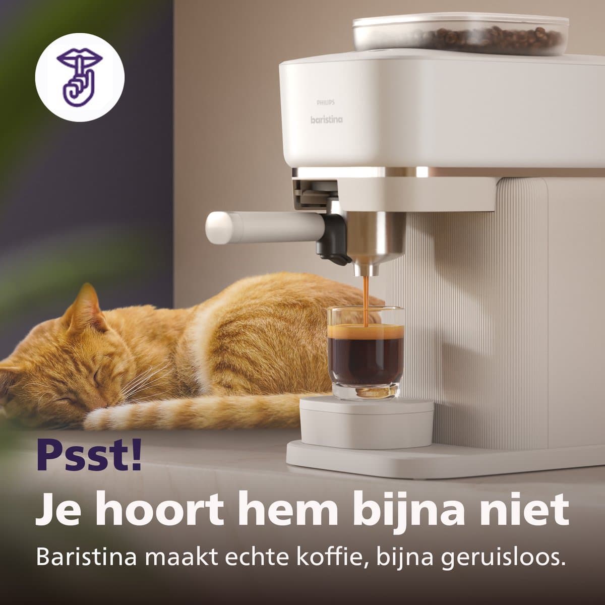 Philips BAR305/00 Baristina - Semi-Automatische Espressomachine - Pistonmachine - Koffiemachine met Bonen - Wit thumbnail 8