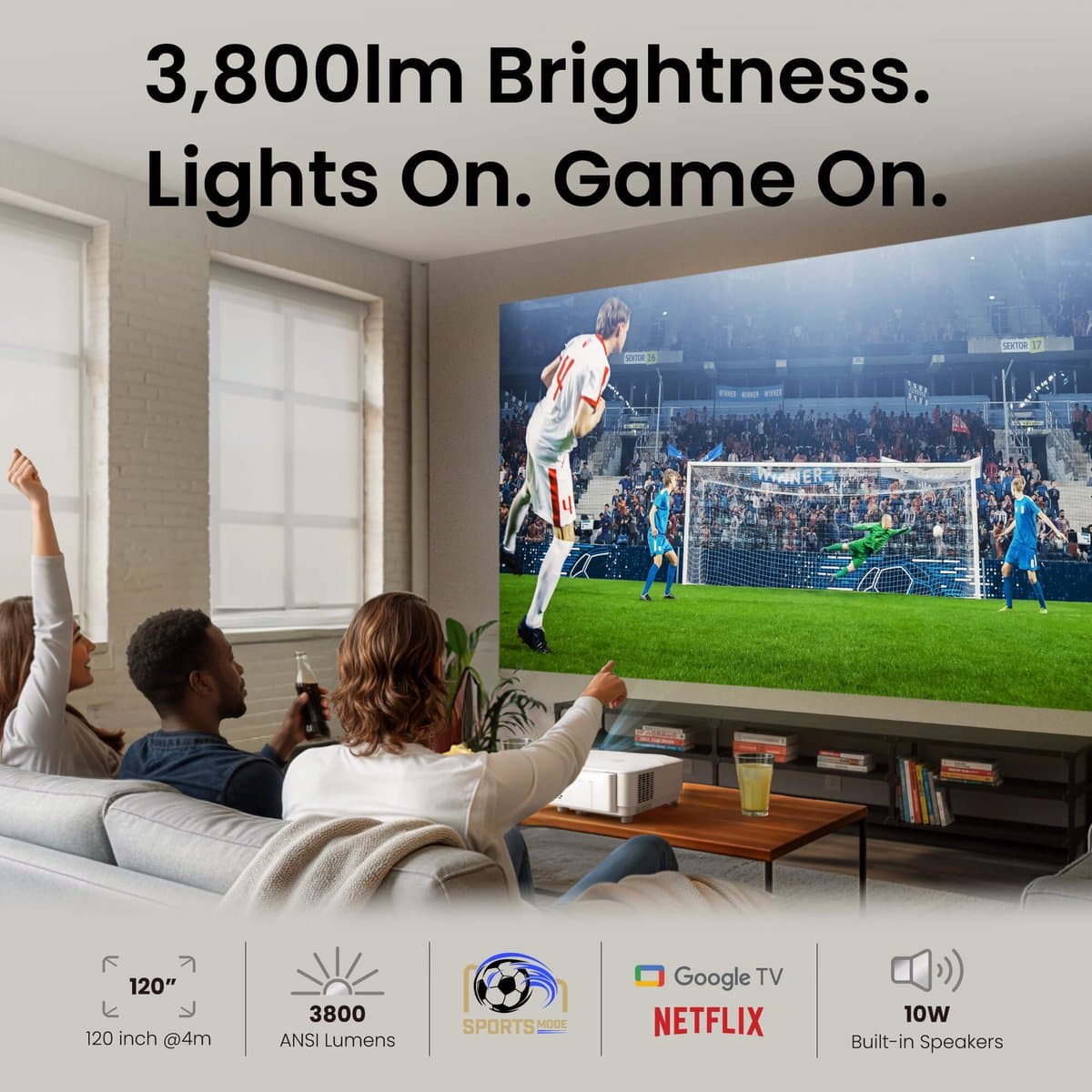 BenQ TH575i Full HD Projector met Google TV voor sport, films, presentaties en casual gaming – 3800 ANSI Lumen – 16,7 ms Gaming Lag – Lamp 15.000 uur thumbnail 4