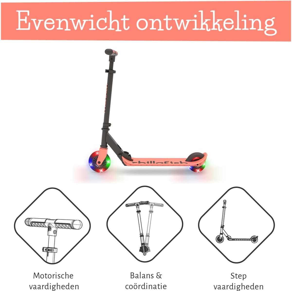 Chillafish Kinderstep jongens en meisjes vanaf 5 jaar met LED wielen - Roze - Step met verstelbaar stuur en voetrem - Opvouwbaar en lichtgewicht met ABEC-5 wielen - Geen batterijen nodig - Model Flexxi Glow thumbnail 2