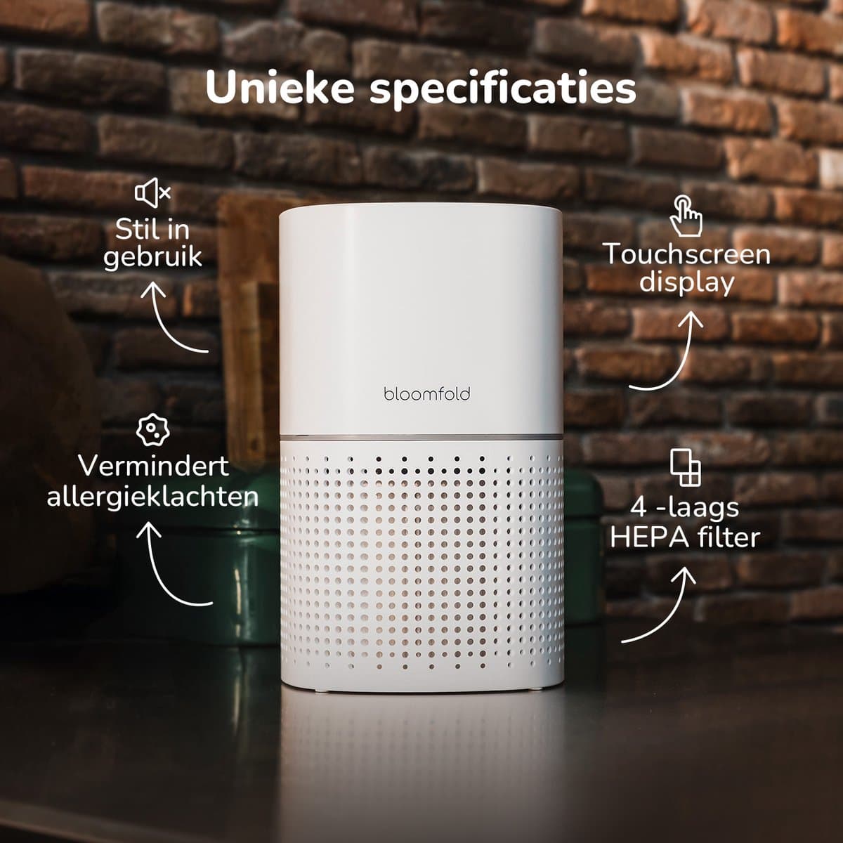 Bloomfold Luchtreiniger - Air Purifier - HEPA 13 filter + koolstoffilter - CADR: 240m3/h - Luchtkwaliteit indicator - 3 standen + slaapstand thumbnail 2