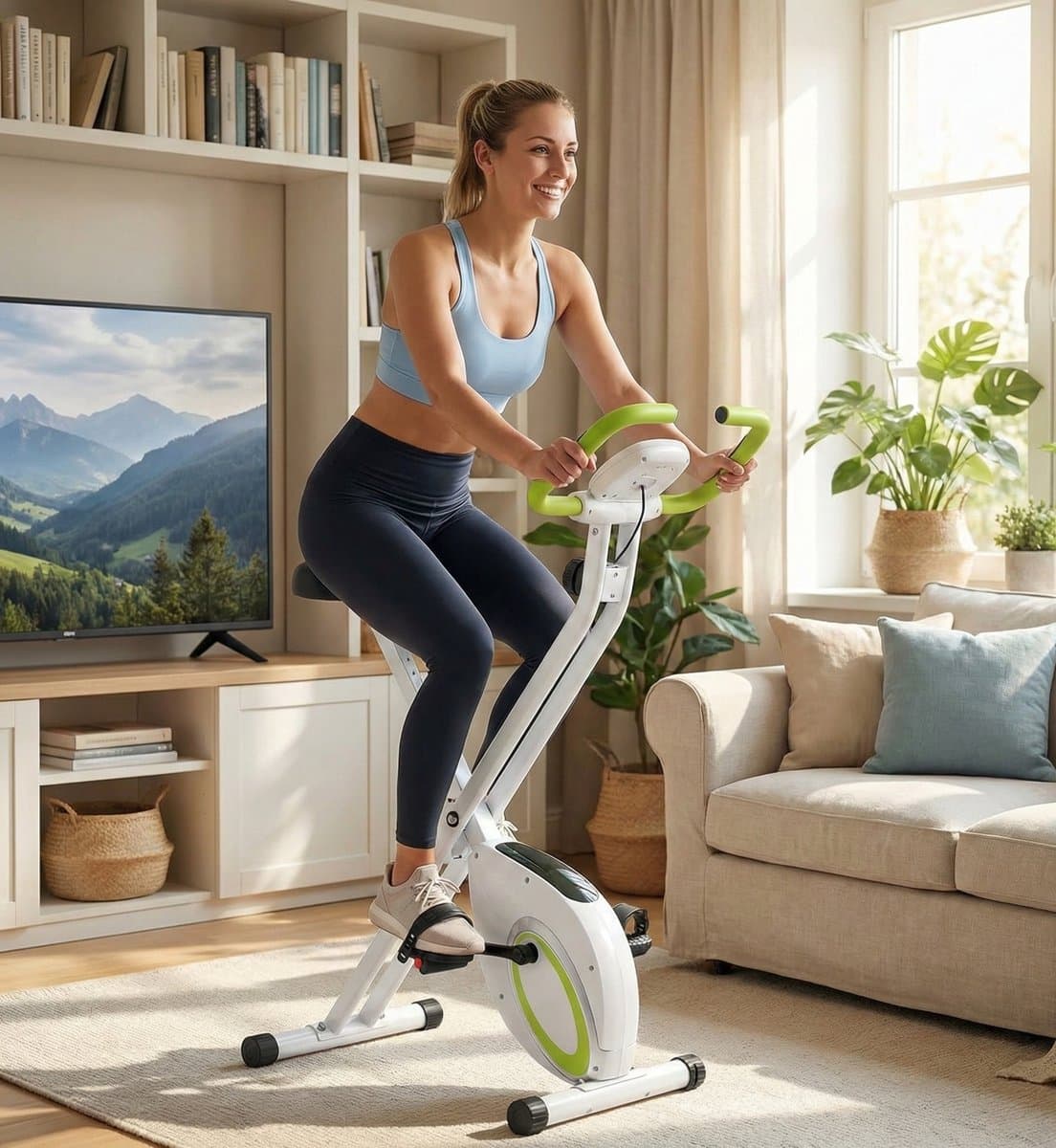 Hometrainer / Indoorfiets F-Bike Pro – Opvouwbare Fitnessbike met Magnetische Weerstand, LCD-Display, Hartslagmeter, Calorie- en Snelheidsmonitor – Geschikt tot 130 kg – Designbest