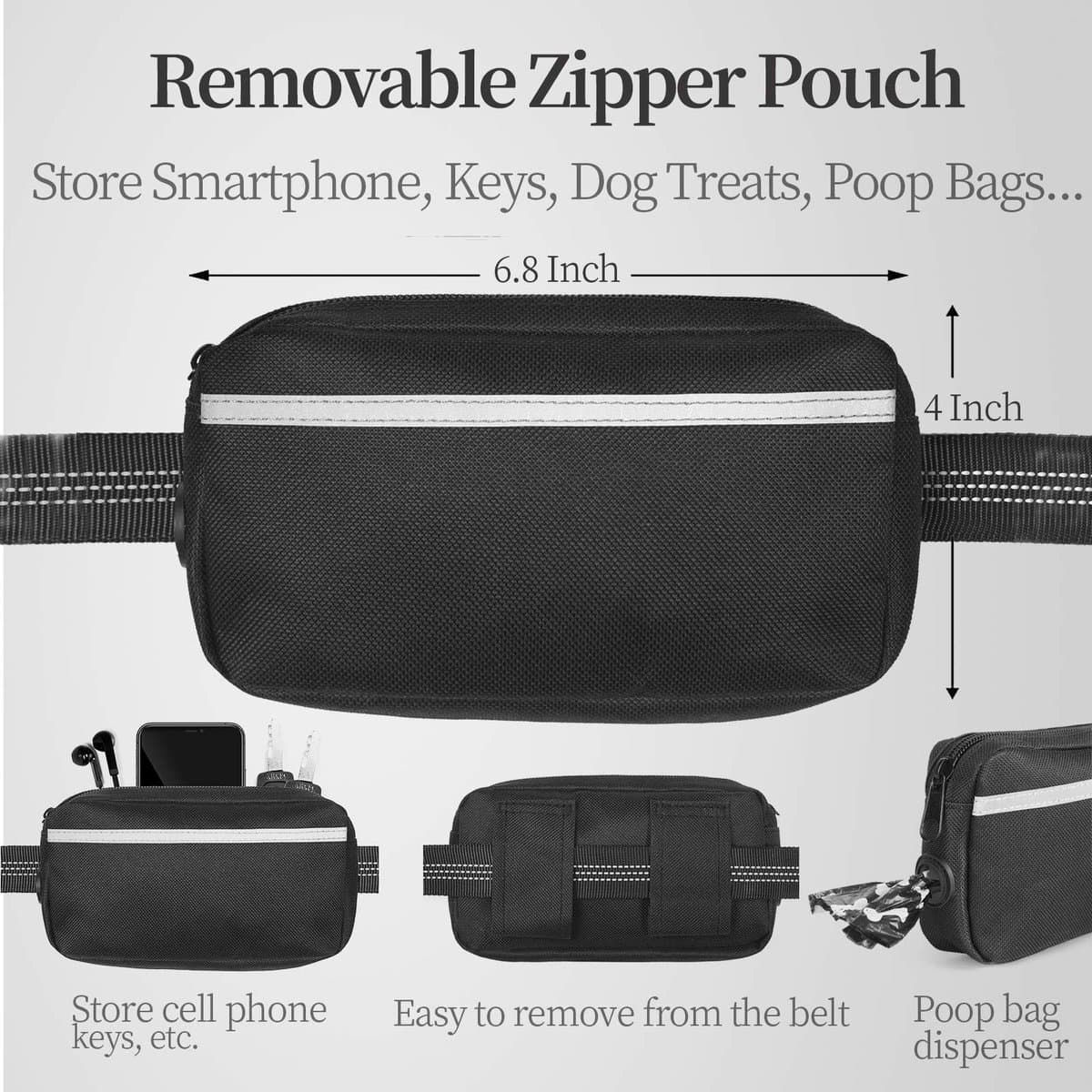 Leibanden - Intrekbare Hondenriem - Intrekbare tot 1.7 Meter - Handsfree - Hondenriem Met Heupriem - Voor Kleine en Middelgrote Honden tot 25 kg - Voor wandelen, joggen en hiken - Zwart en Blauw thumbnail 2