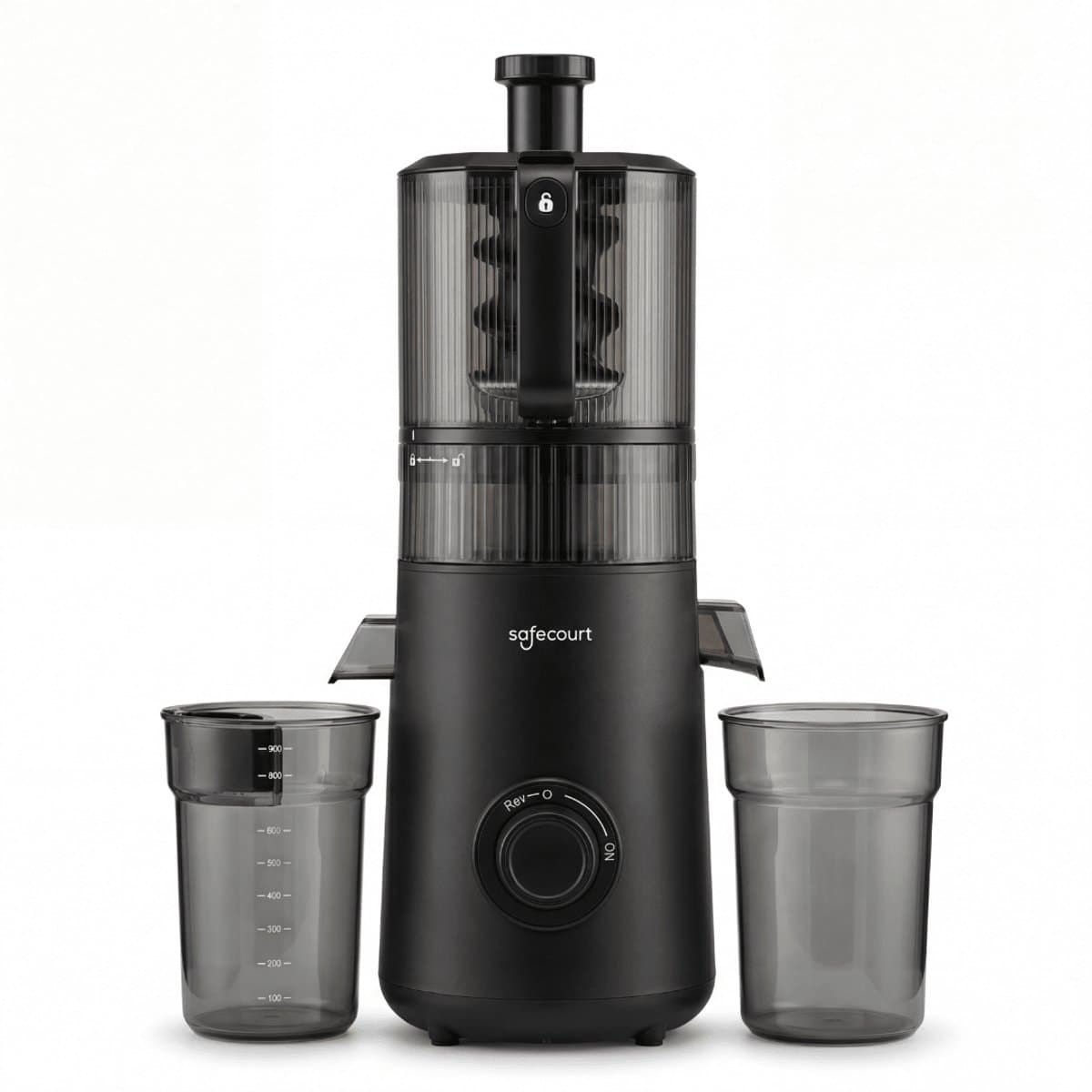 Safecourt Kitchen Slow Juicer XXL - krachtige motor [Pre-cutter & Cold-press technologie] - eenvoudige reiniging - BPA-vrij - sapcentrifuge Zwart
