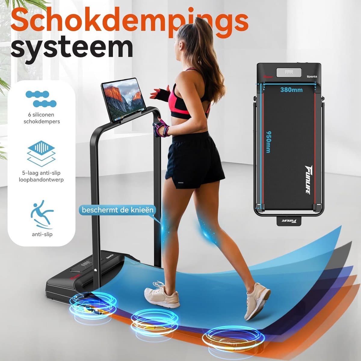 Loopband Inklapbaar - Hometrainer Elektrisch - Walking Pad Fitness - thuisgebruik thumbnail 2