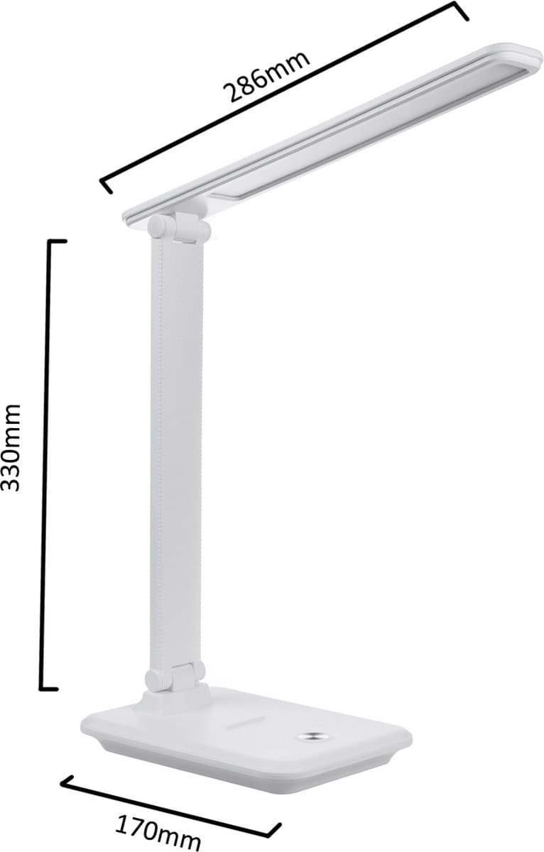Maclean LED - Bureaulamp 9W - Dimbaar - 3 lichtkleuren (3000K / 4500K / 6500K) - Flexibele Arm - Touchbediening - Wit thumbnail 7
