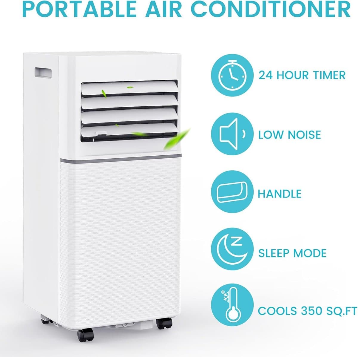 Mobiele airco 10000 BTU stil draagbaar met ontvochtiger, afstandsbediening en 4-in-1 functie thumbnail 7