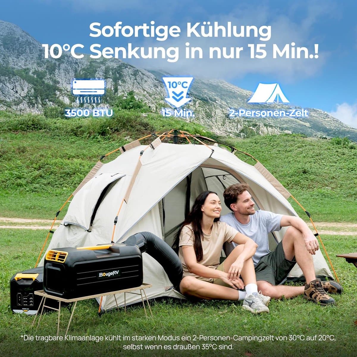 Draagbare airco met app - mobiele camping airconditioner 5-in-1 3500 BTU voor tent en camper thumbnail 7