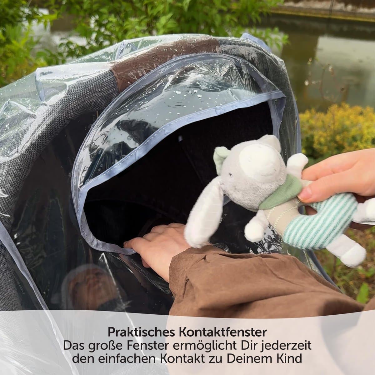 Regenhoes/Regenscherm voor Kinderwagen/Wandelwagen met Reiswieg (passend op Joolz, Quinny, Bugaboo e.d.) met Optimale Ventilatie, Kijkvenster, Waterdicht en Duurzaam, PVC vrij | Afsluitbaar ven thumbnail 7