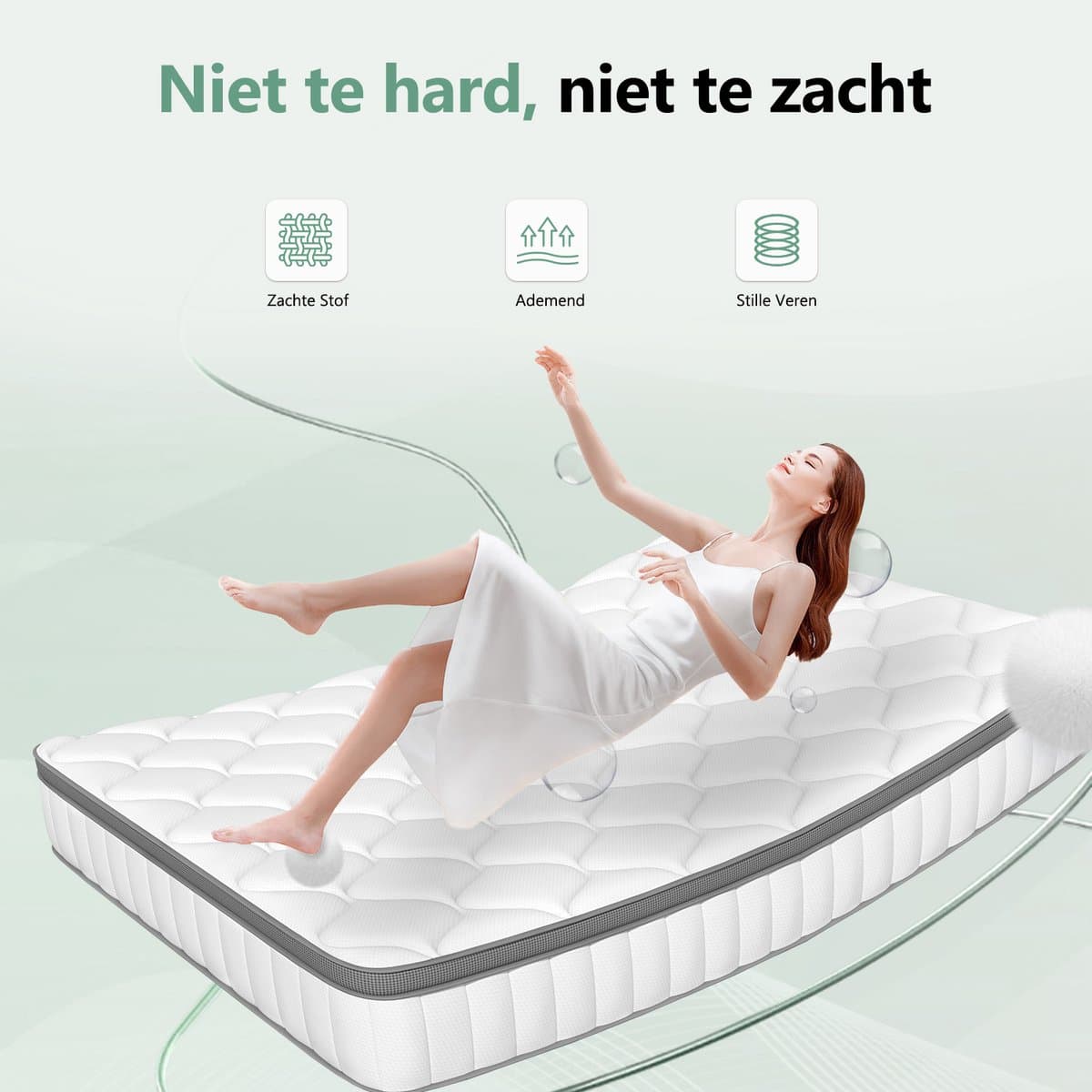 Saikefy Matras 160x200 tweepersoons - 25cm - Pocketvering Matras - 7-Zones - Orthopedisch - Anti-Allergie - Traagschuim - Gemiddelde Stevigheid thumbnail 8