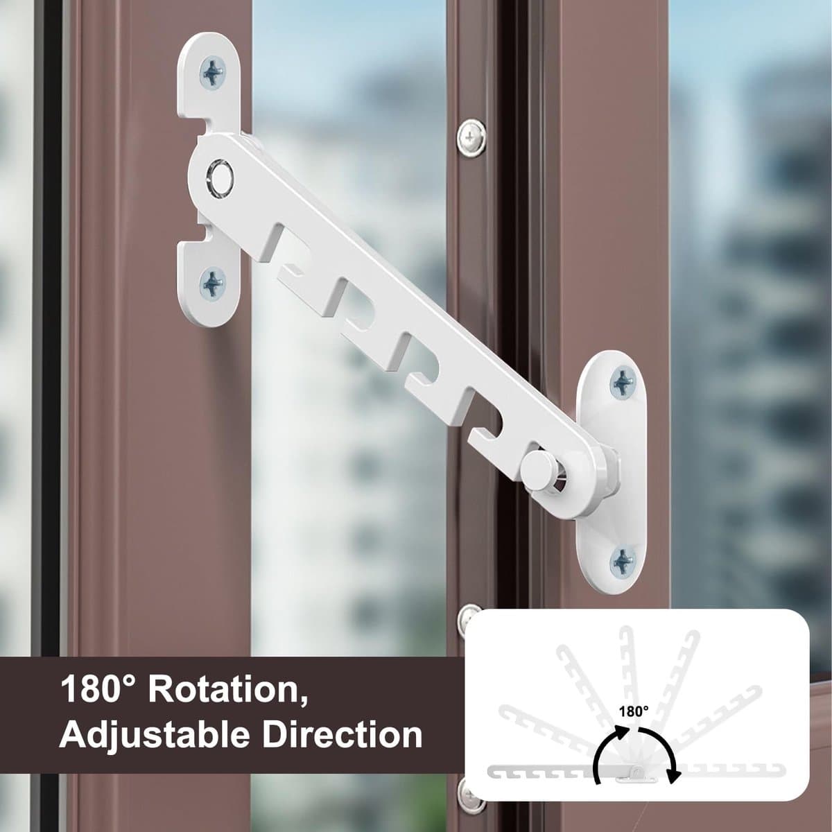Dailygoods- Raamklem Hoog Draagvermogen - Raamstopper - Raamkantelregelaar - Raamvastzetter - Duurzaam Koolstofstaal - Wit met Roestvrije Coating thumbnail 6