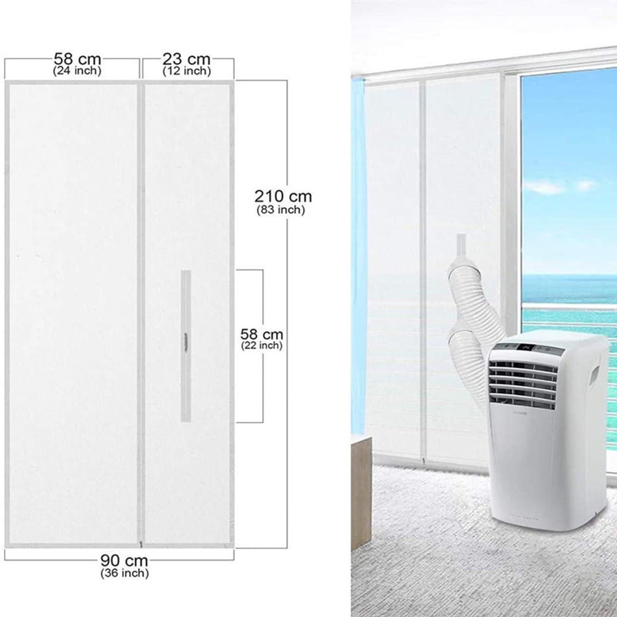 Universele deurafdichting voor draagbare airconditioners en drogers, deurafdichting voor draagbare airconditioners, warmtewerende strip met ritssluiting, kan op balkondeuren worden gemonteerd. thumbnail 5