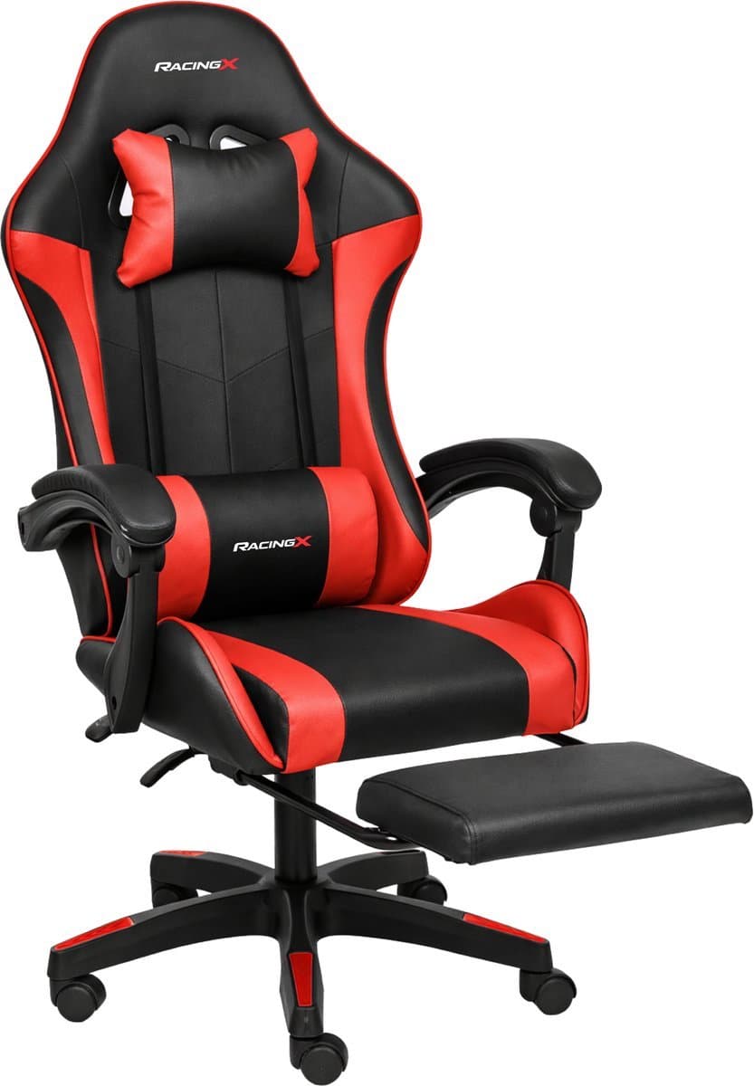 RACINGX - Gamestoel Met Voetsteun- Gaming stoel - Game stoel - Gaming Chair - Verstelbaar - - Max Gewicht 150 kg - Zwart/Rood thumbnail 3