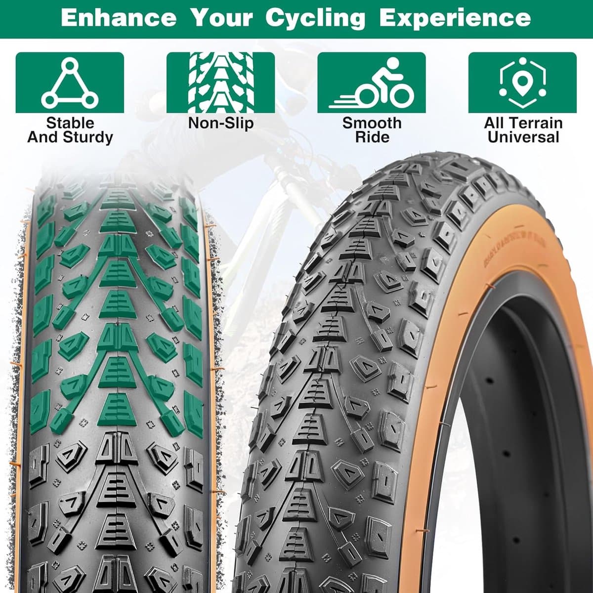 Binnenband Fatbike 20x4.0 - Fatbike Banden - Zwart/Bruin - Optimale Grip - Duurzaam Ontwerp - Voor E-bikes en Fatbikes thumbnail 7