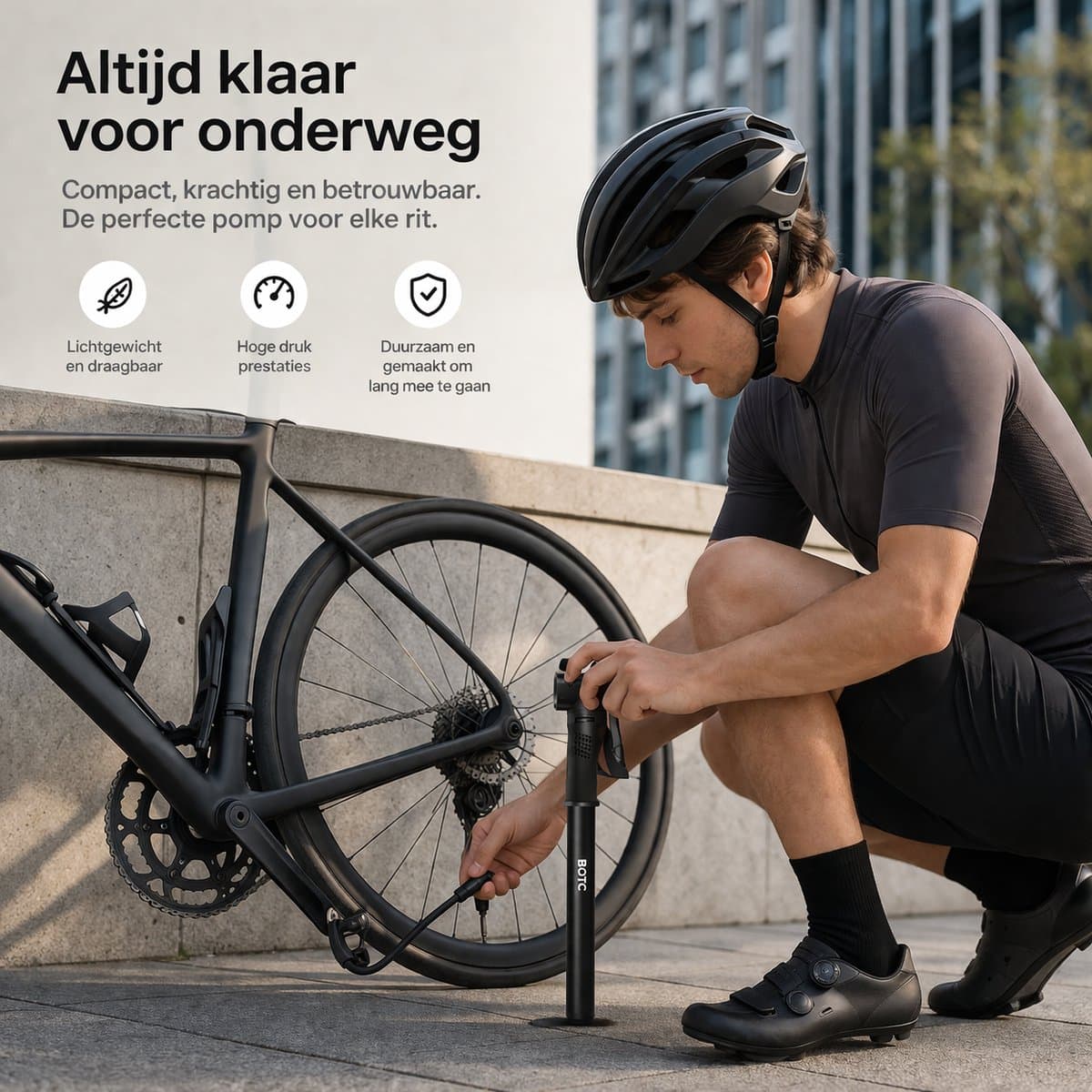 BOTC Fietspomp - Handpomp - Autoventiel - Dunlopventiel - Zwart thumbnail 7
