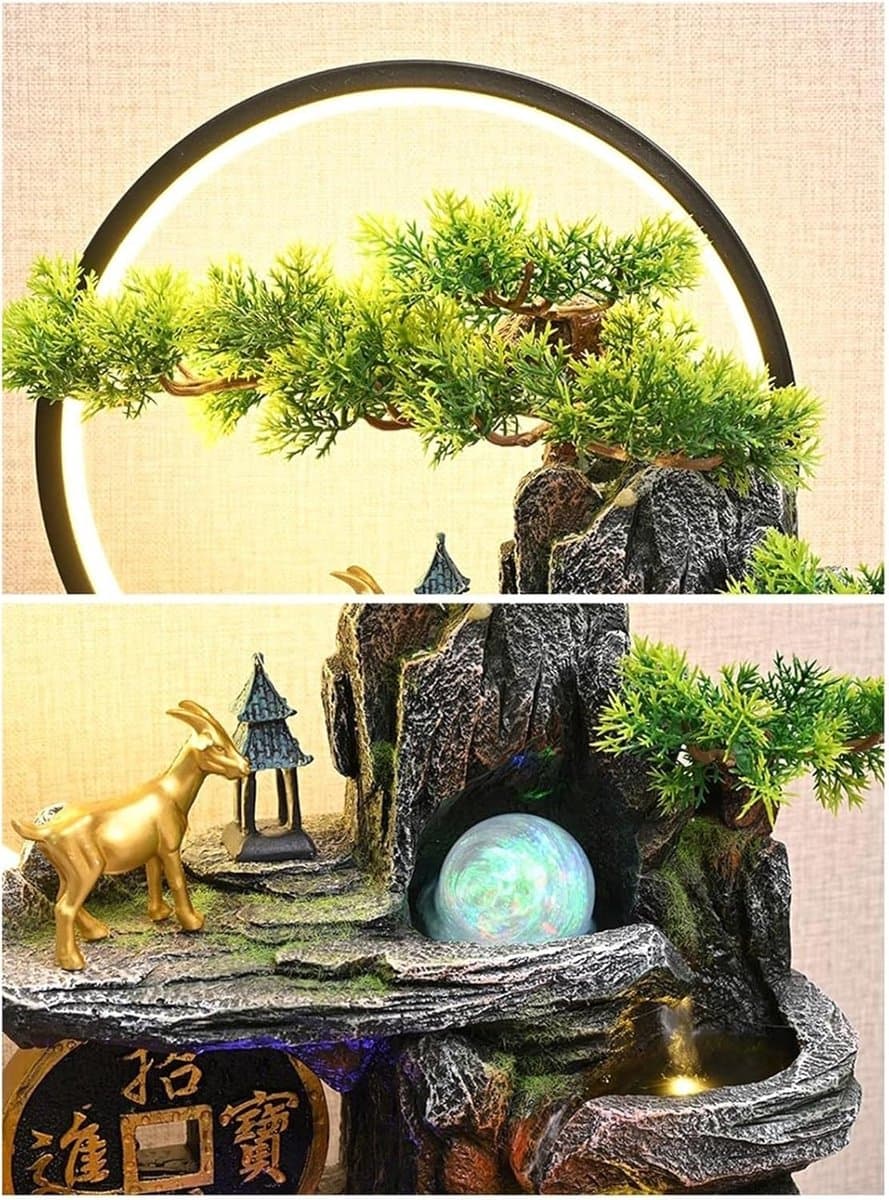 Bureaufontein - Decoratief waterornament - Rustgevende sfeer creëren - Met LED lichtring - Niet gespecificeerd - Niet gespecificeerd thumbnail 5