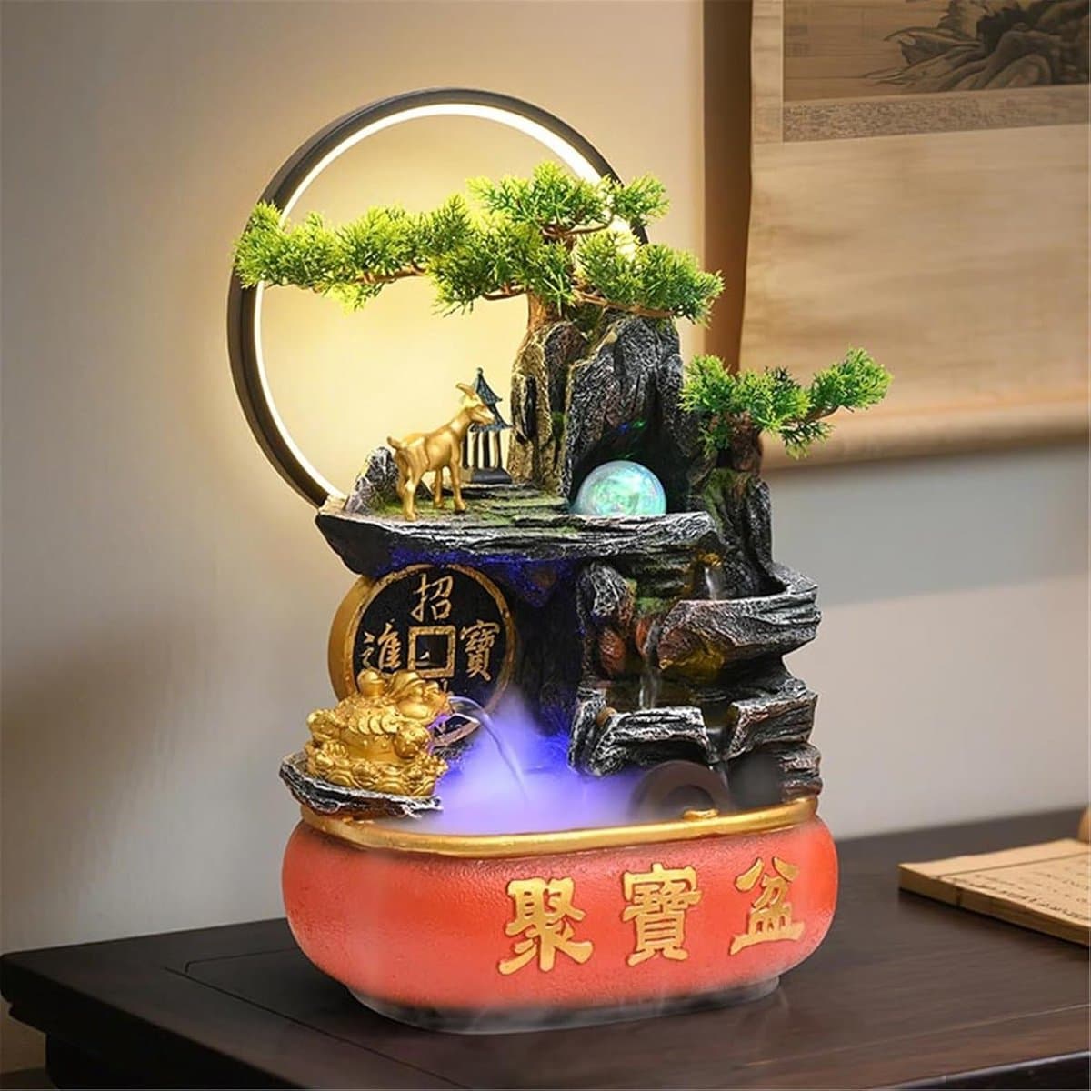 Bureaufontein - Decoratief waterornament - Rustgevende sfeer creëren - Met LED lichtring - Niet gespecificeerd - Niet gespecificeerd thumbnail 3