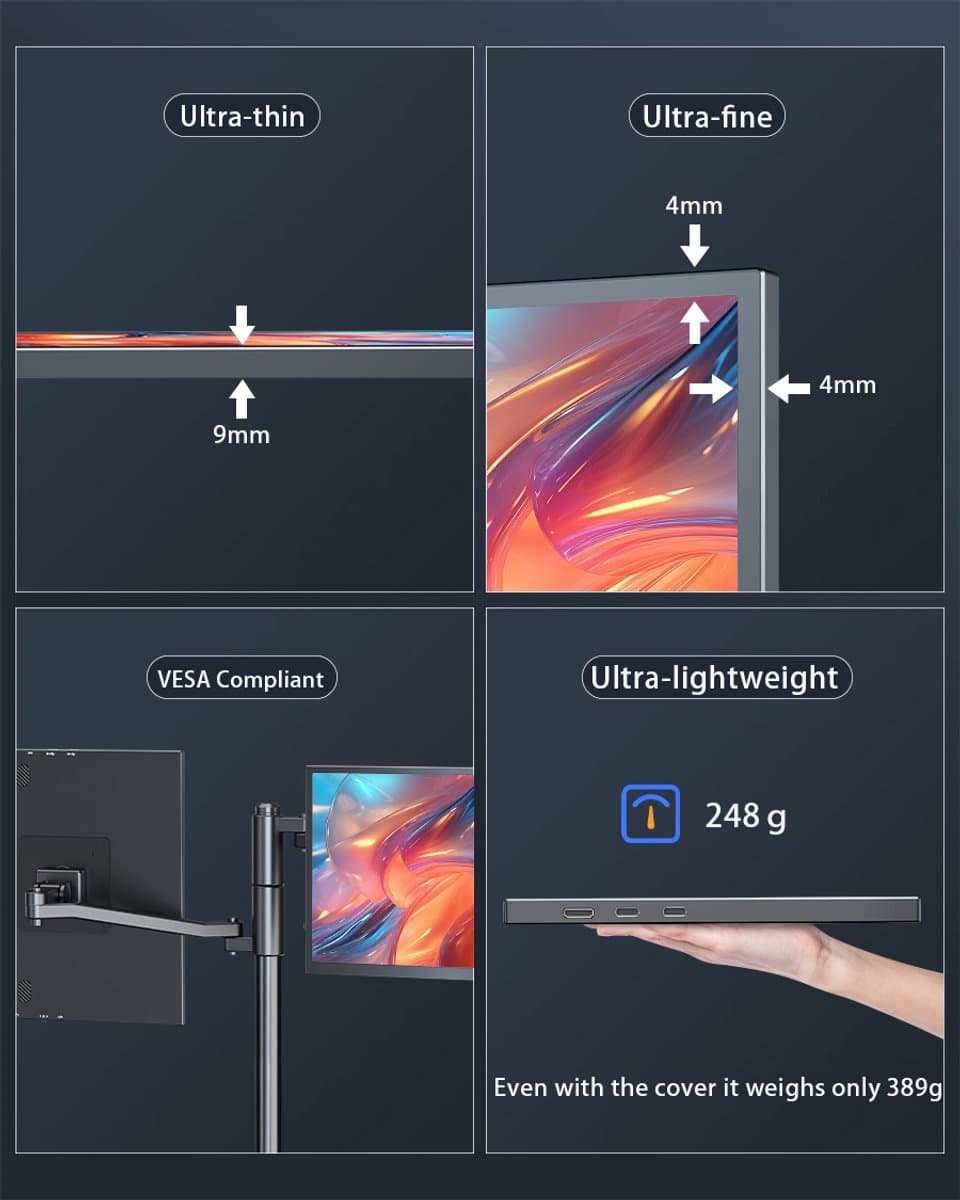 UPERFECT J10 10" draagbare monitor: 3:2 IPS, 400 nits thumbnail 7