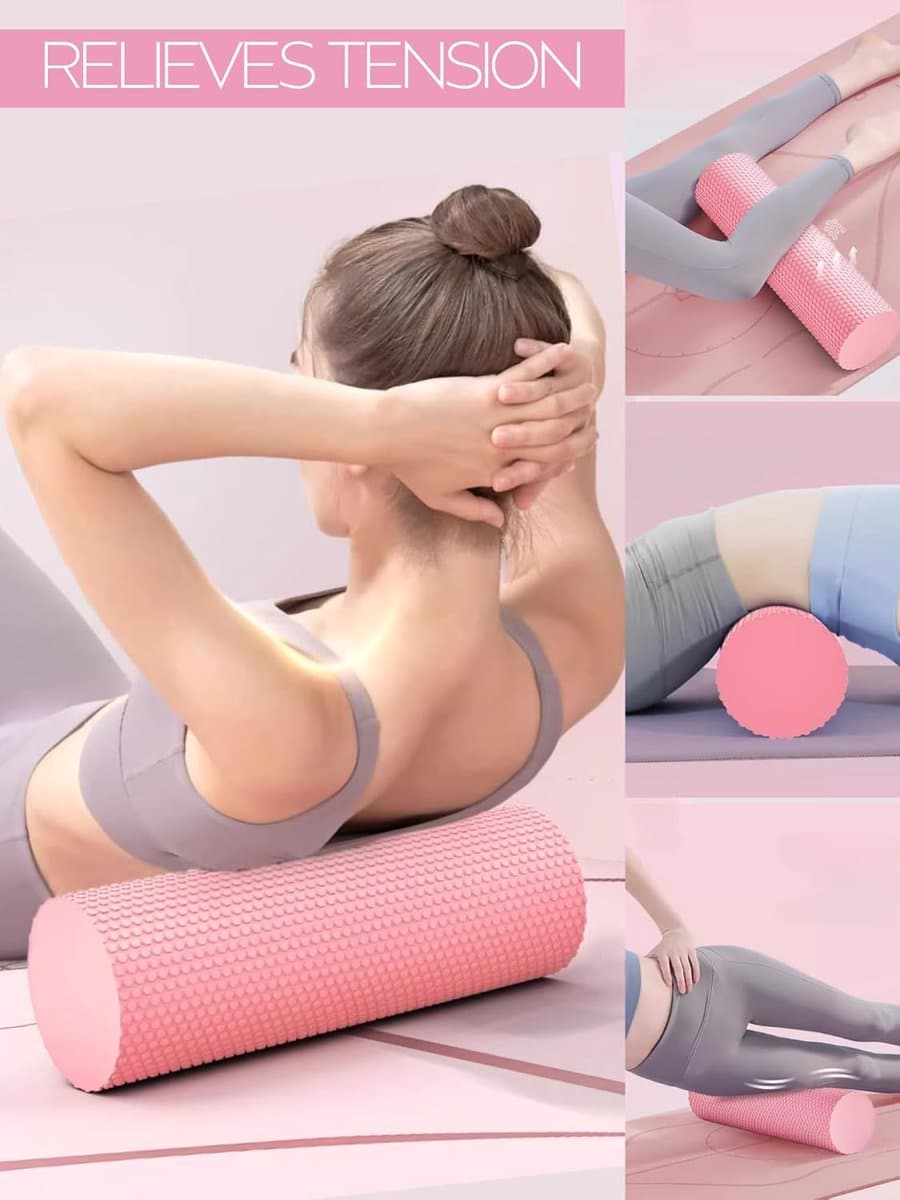 Foam Roller - Schuimrubber rol Massagerol - Spierherstel Yoga - 3D Antislip Oppervlak - 45x15cm - Meerdere Kleuren thumbnail 6