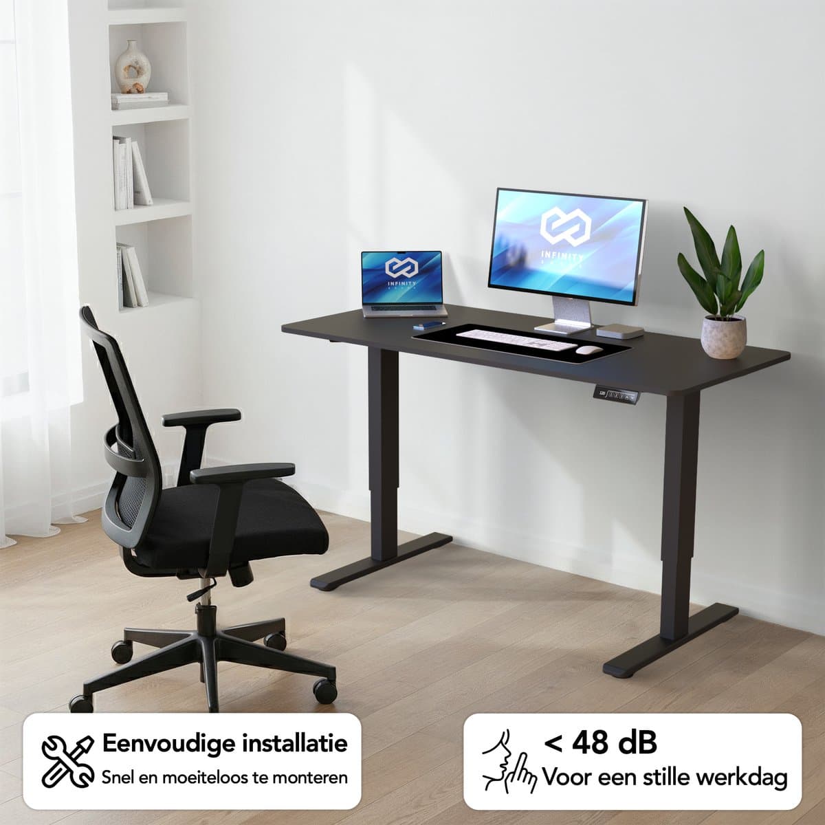 Infinity Goods Zit Sta Bureau Elektrisch Verstelbaar - 120 x 60 CM - Geheugenfunctie - Zwart thumbnail 5