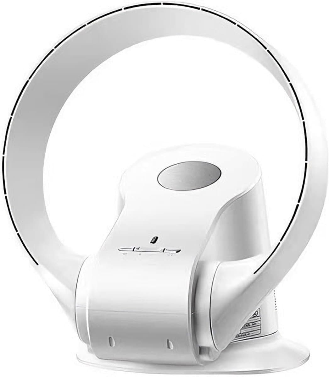Bladloze Wandventilator 14" – 9 Snelheidsstanden, 90° Oscillerend, Timer, Fluisterstil | Draagbare Tafel- & Wandventilator voor Thuis, Slaapkamer, Kantoor | Inclusief Afstandsbediening – 35W Bladloos Ontwerp (Wit)