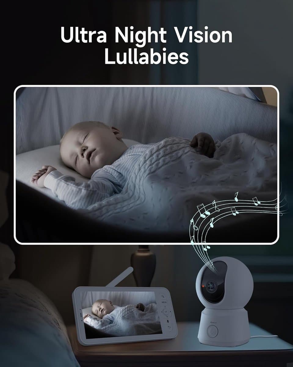 ARENTI Baby Monitor with 2 Camera and App with 5 Inch Screen, 1080P PTZ Video Baby Monitor with Camera, One-Touch Call, Temperature Sensor, Lullaby, Night Vision, 2-Way Audio, VoX Mode, Automatic thumbnail 7