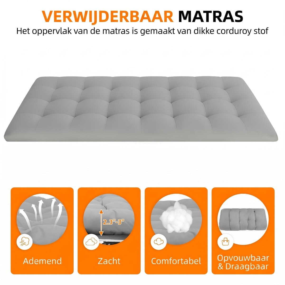 Opklapbaar Veldbed voor Volwassenen - Campingbed & Logeerbed tot 200 kg - 190 x 71 x 35 cm - Oxford Stof en Stalen Frame - Voor Binnen en Buiten thumbnail 2