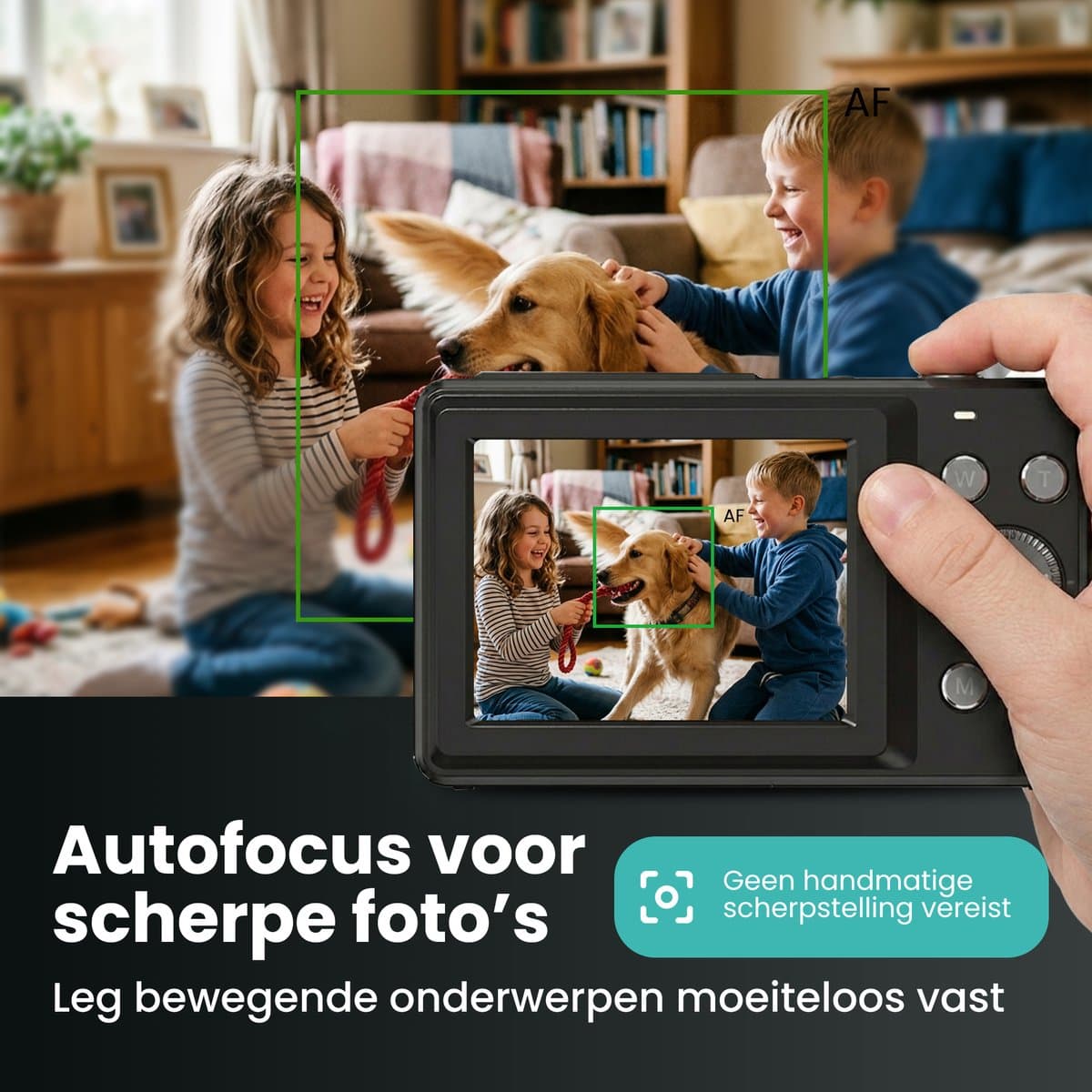 Kiekz Digitale Camera 64MP - Fotocamera Full HD - Compact Camera - Fototoestel - Autofocus - Ideaal voor Kinderen en Beginners - Inclusief 32GB SD Kaart - Zwart thumbnail 2