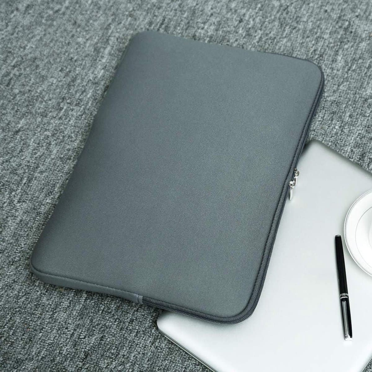14 Inch Laptop Sleeve - Beschermende Tas voor Notebook, Chromebook en Tablet - Grijs, Waterdicht en Schokbestendig thumbnail 7