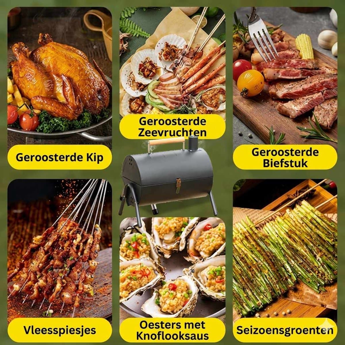 Draagbare Houtskool BBQ – Opvouwbare Barbecue met Deksel – 2-in-1 Grill & Bakplaat – Camping BBQ, Balkon BBQ, Tafel BBQ – Compacte BBQ Grill voor Tuin & Outdoor thumbnail 6