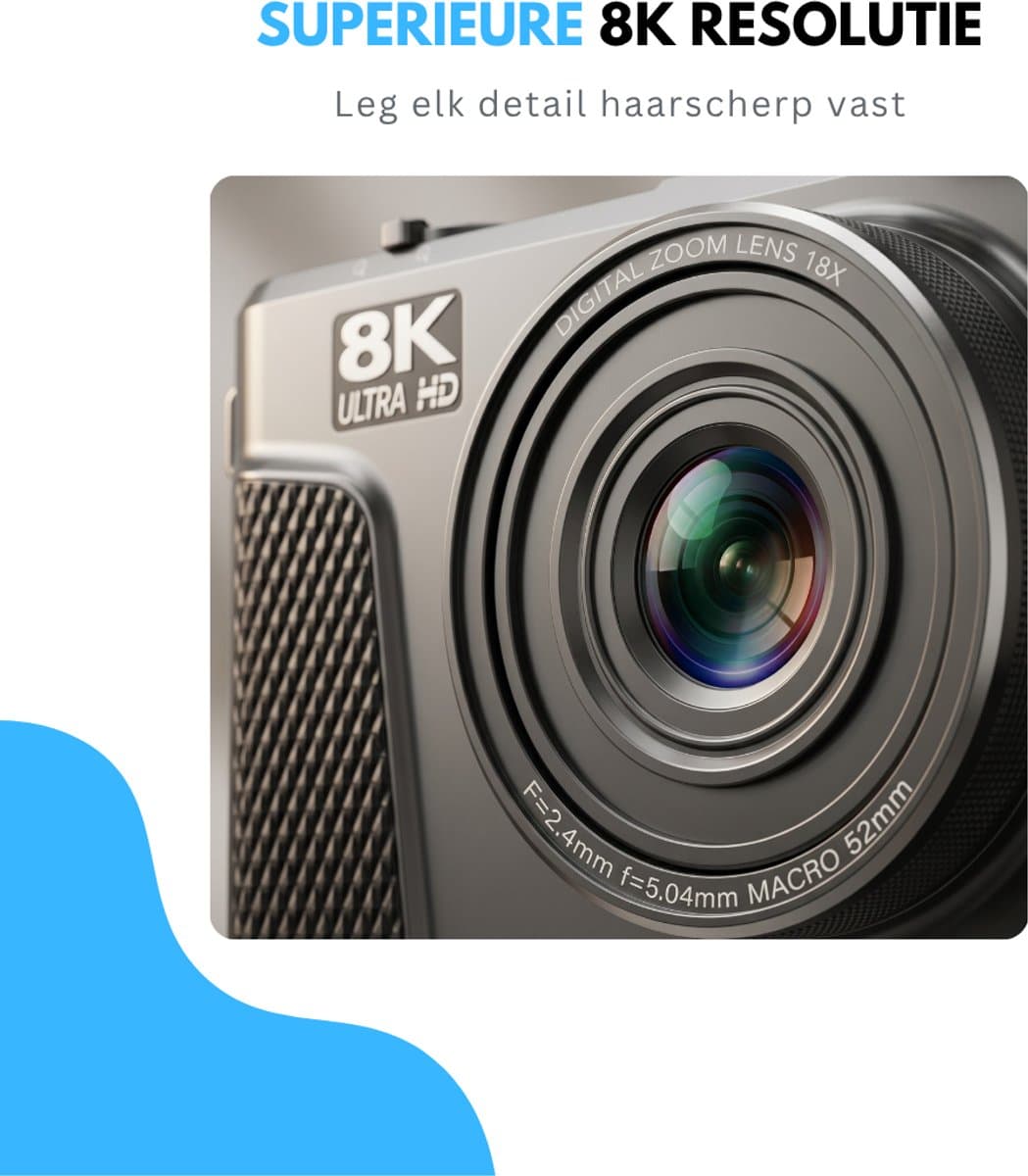 Livista Digitale Camera 8K - 88MP - 18X Digitale Zoom - WiFi - 3.0" UHD-display - Fototoestel - Mini Camera - Fotocamera - Compact Camera - Incl. 64GB SD Kaart - Vlog Camera voor Kinderen thumbnail 3