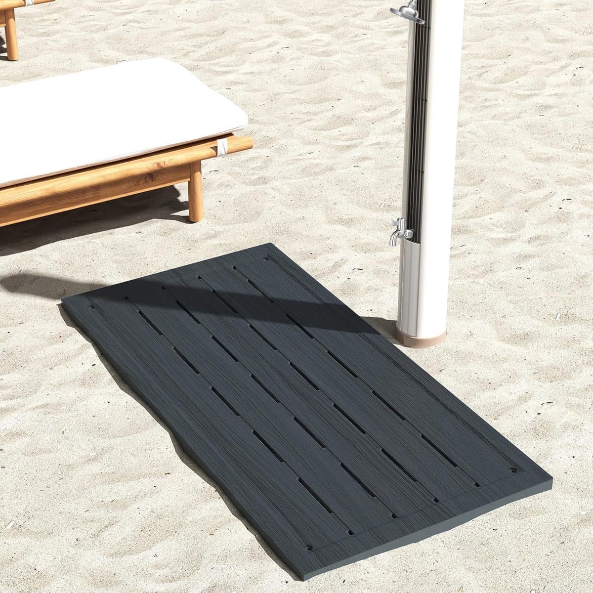 Kunststof Vloerelement voor Zonnedouche 100x56x4cm, Antislip Tuindouche Vloerpanelen met Montagemateriaal, UV-bestendig Buitenvloer voor Buitendouche Sauna Zwembadladder (Antraciet) NAIZY thumbnail 7