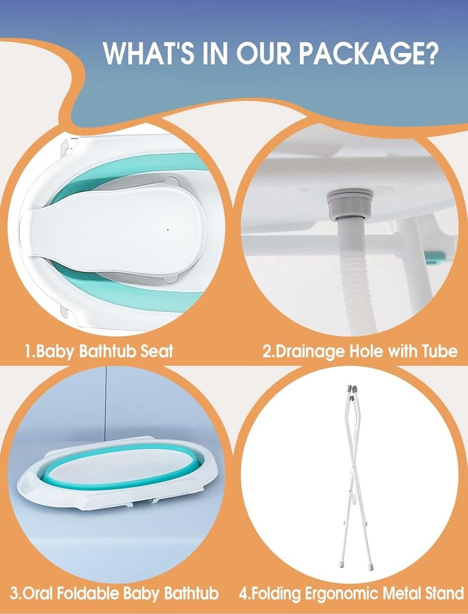 Goodivery ® Opvouwbare Babybadkuip met Staander en Inzetstuk voor Comfortabel Baden thumbnail 3