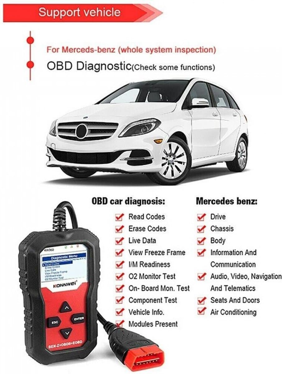 Konnwei Kw360 12v Volledige Systeem Diagnostische Scanner Voor Mercedes Benz thumbnail 8