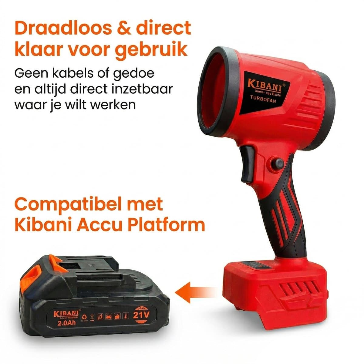 Kibani Power Blower - Accu Bladblazer - Mini Bladblazer - Blower - 33.000 RPM - 21V - 2000 mAh Accu - Draadloos - Compact - Lichtgewicht - Turbo Fan - Auto Drogen - Stofblazer thumbnail 5