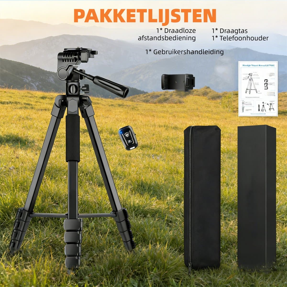 Fokelyi Camera Statief 172cm - Aluminium Tripod met Bluetooth thumbnail 5
