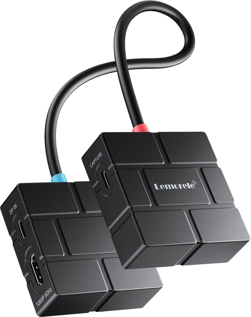 Lemorele AC12 Video Capture Card + Hub + Magnetisch – 1080P 60Hz – HDMI Passthrough – USB-C – 100W PD
