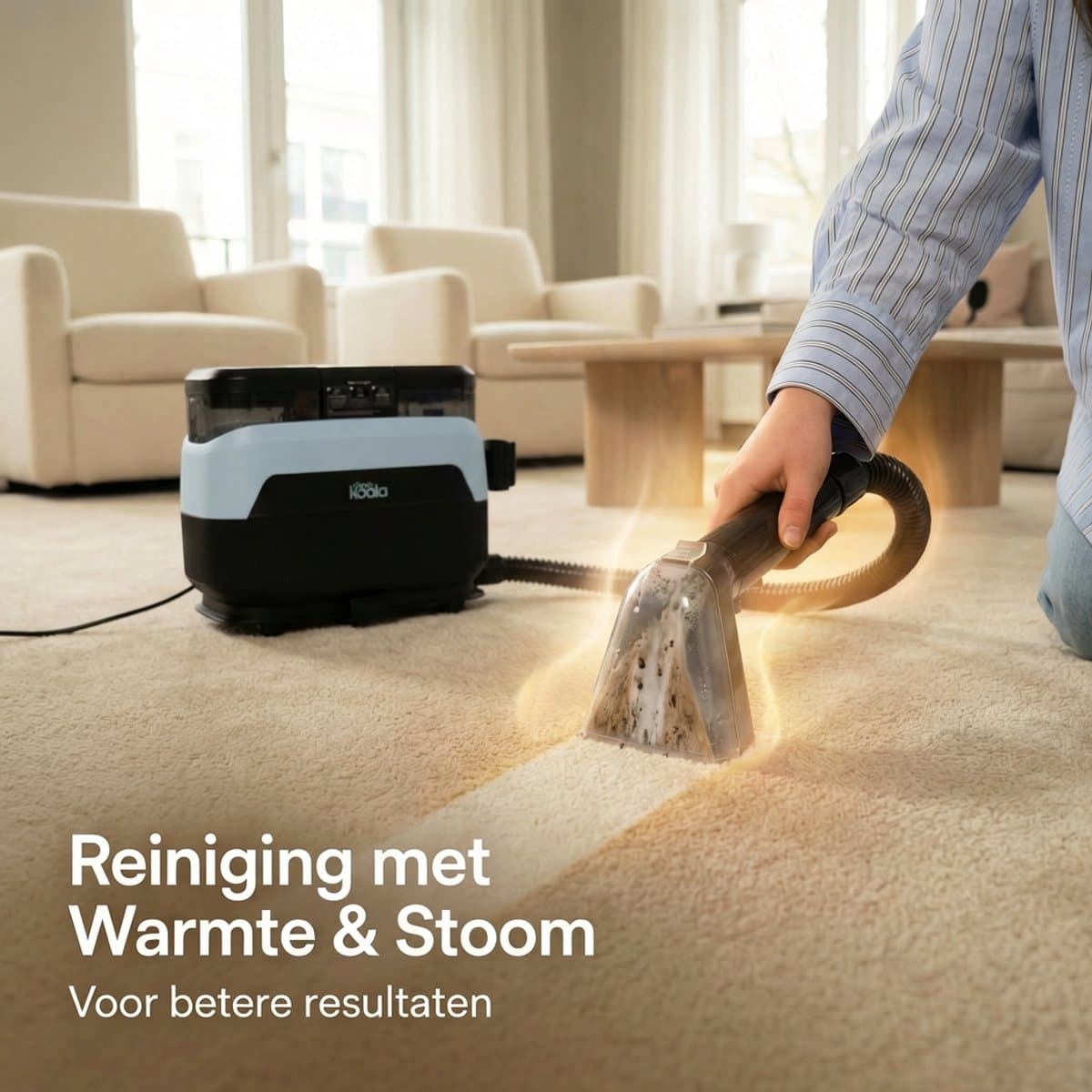 CleanKoala Tapijtreiniger & Stoomreiniger – Voor 100+ Verschillende Stoffen - Vlekkenreiniger - inclusief 3 Reinigingstabletten – Tapijt, Matras, Meubels & Meer thumbnail 2