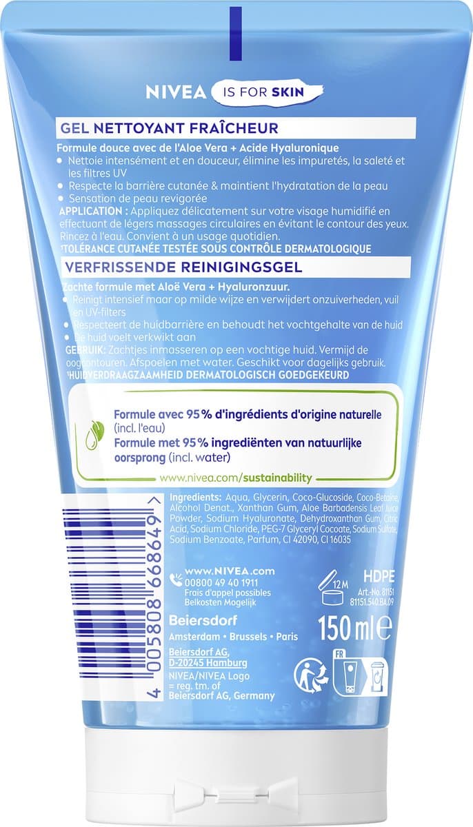 NIVEA Essentials Verfrissende Reinigingsgel Normale Huid - Gezichtsreiniger - Met Vitamine C & E - Cleanser - Gezicht Wassen - 150 ml thumbnail 5