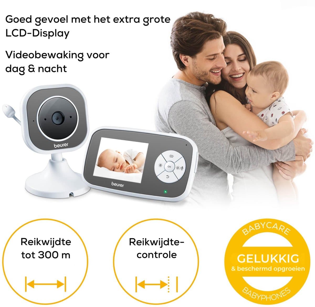 Beurer BY 110 Video Babyfoon - Ouderunit/XL beeldscherm & camera - Digitale wireless verbinding - Bereik tot 300 meter - Nachtzicht - Digitale zoom - Intercom - Liedjes - Diverse alarmen - Timer - Eco+ - 3 Jaar garantie thumbnail 3